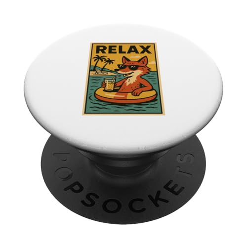 Entspannender Fuchs, niedliches Tier, Vintage-Relaxdruck, Retro PopSockets Klebender PopGrip Entspannender Fuchs, niedliches Tier, Vintage-Relaxdruck, Retro PopSockets Klebender PopGrip von Retro Relax Prints