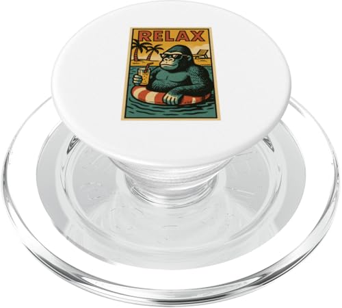 Entspannender Gorilla, niedliches Tier, Vintage-Relaxdruck, Retro-Design PopSockets PopGrip für MagSafe Entspannender Gorilla, niedliches Tier, Vintage-Relaxdruck, Retro-Design PopSockets PopGrip für MagSafe von Retro Relax Prints