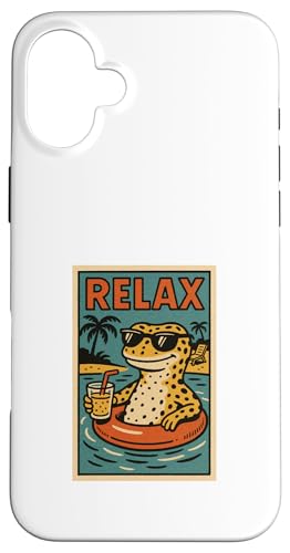 Entspannender Leopardgecko, niedliches Tier, Vintage-Relax-Print, Retro-Design Hülle für iPhone 16 Plus Entspannender Leopardgecko, niedliches Tier, Vintage-Relax-Print, Retro-Design Hülle für iPhone 16 Plus von Retro Relax Prints