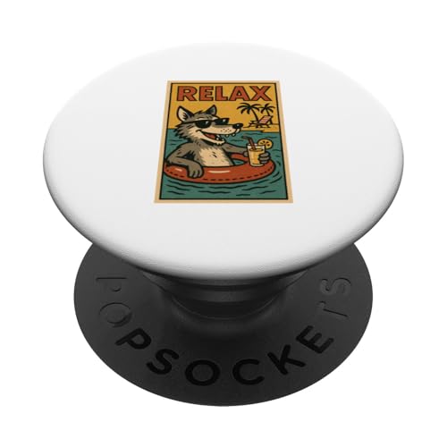 Entspannender Wolf, niedliches Tier, Vintage-Stil, Motiv Wolf Relax, Retro PopSockets Klebender PopGrip Entspannender Wolf, niedliches Tier, Vintage-Stil, Motiv Wolf Relax, Retro PopSockets Klebender PopGrip von Retro Relax Prints