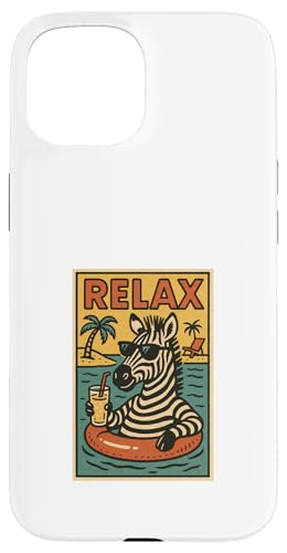 Entspannendes Zebra, niedliches Tier, Vintage-Relaxdruck, Retro-Design Hülle für iPhone 15 Entspannendes Zebra, niedliches Tier, Vintage-Relaxdruck, Retro-Design Hülle für iPhone 15 von Retro Relax Prints