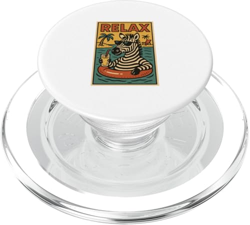 Entspannendes Zebra, niedliches Tier, Vintage-Relaxdruck, Retro-Design PopSockets PopGrip für MagSafe Entspannendes Zebra, niedliches Tier, Vintage-Relaxdruck, Retro-Design PopSockets PopGrip für MagSafe von Retro Relax Prints