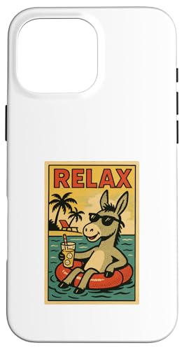 Esel entspannend niedlich Tier Vintage Relax Print Retro Hülle für iPhone 16 Pro Max Esel entspannend niedlich Tier Vintage Relax Print Retro Hülle für iPhone 16 Pro Max von Retro Relax Prints