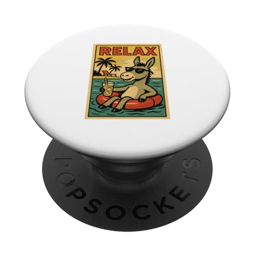 Esel entspannend niedlich Tier Vintage Relax Print Retro PopSockets Klebender PopGrip Esel entspannend niedlich Tier Vintage Relax Print Retro PopSockets Klebender PopGrip von Retro Relax Prints