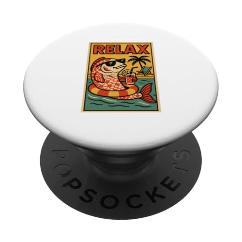 Koi-Fisch, entspannend, niedlich, Tier, Vintage, Relax, Koi, Karpfen, Retro PopSockets Klebender PopGrip Koi-Fisch, entspannend, niedlich, Tier, Vintage, Relax, Koi, Karpfen, Retro PopSockets Klebender PopGrip von Retro Relax Prints