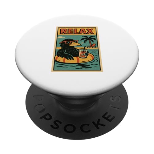 Krähe Relaxing Bird Vintage Relax Print Retro PopSockets Klebender PopGrip Krähe Relaxing Bird Vintage Relax Print Retro PopSockets Klebender PopGrip von Retro Relax Prints