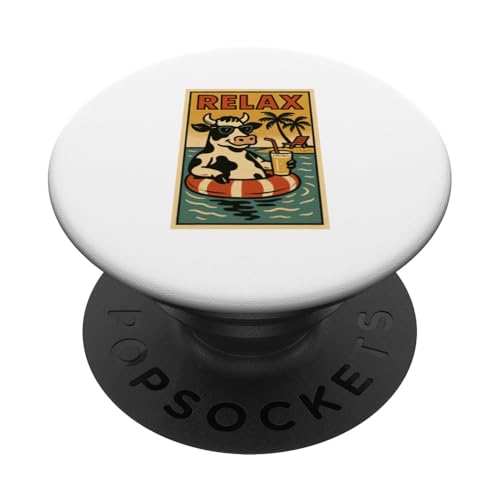 Kuh Relaxing Cute Animal Vintage Relax Print Retro PopSockets Klebender PopGrip Kuh Relaxing Cute Animal Vintage Relax Print Retro PopSockets Klebender PopGrip von Retro Relax Prints