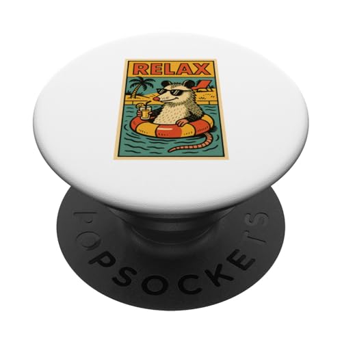 Opossum Entspannendes niedliches Tier, Vintage, Relax-Druck, Retro PopSockets Klebender PopGrip Opossum Entspannendes niedliches Tier, Vintage, Relax-Druck, Retro PopSockets Klebender PopGrip von Retro Relax Prints