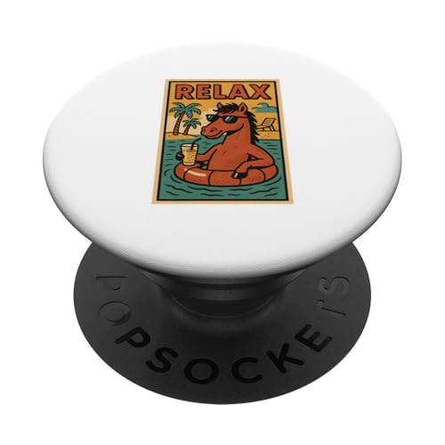 Pferd entspannend niedlich Tier Vintage Pferd Relax Print Retro PopSockets Klebender PopGrip Pferd entspannend niedlich Tier Vintage Pferd Relax Print Retro PopSockets Klebender PopGrip von Retro Relax Prints