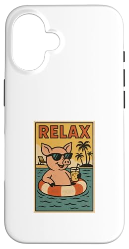 Schwein Relaxing Cute Tier Vintage Schwein Relax Print Retro Hülle für iPhone 16 Schwein Relaxing Cute Tier Vintage Schwein Relax Print Retro Hülle für iPhone 16 von Retro Relax Prints