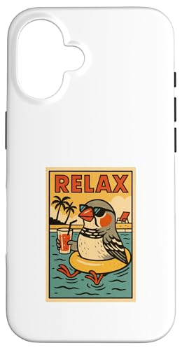 Zebra-Finken, entspannend, niedliches Tier, Vintage, Relax-Druck, Retro Hülle für iPhone 16 Zebra-Finken, entspannend, niedliches Tier, Vintage, Relax-Druck, Retro Hülle für iPhone 16 von Retro Relax Prints