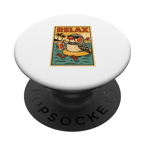 Zebra-Finken, entspannend, niedliches Tier, Vintage, Relax-Druck, Retro PopSockets Klebender PopGrip Zebra-Finken, entspannend, niedliches Tier, Vintage, Relax-Druck, Retro PopSockets Klebender PopGrip von Retro Relax Prints