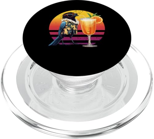 Elster Vogel trinken Strand Cocktail Retro Sommer PopSockets PopGrip für MagSafe von Retro Summer Vibes Bird Hawaiian Designs