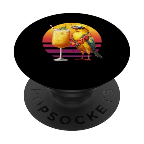 Kanarienvogel mit Cocktail, Hawaii, Retro, Sommerurlaub PopSockets Klebender PopGrip Kanarienvogel mit Cocktail, Hawaii, Retro, Sommerurlaub PopSockets Klebender PopGrip von Retro Summer Vibes Bird Hawaiian Designs