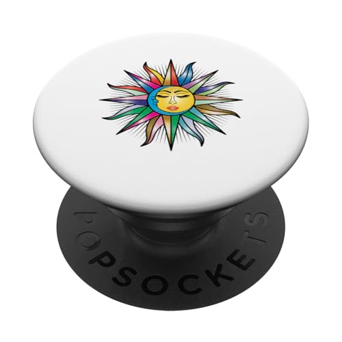 Mystic Sun & Moon Woman Mystischer ästhetischer Regenbogen PopSockets Klebender PopGrip Mystic Sun & Moon Woman Mystischer ästhetischer Regenbogen PopSockets Klebender PopGrip von Retro Sun Tees