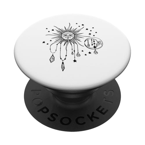 Sonne Mond Sterne Mystical Vintage Himmlisch Boho Stil PopSockets Klebender PopGrip von Retro Sun Tees