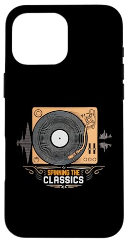 Spinning The Classics Turntable Vinyl Record Hülle für iPhone 16 Pro Max von Retro Vinyl Record Player Designs