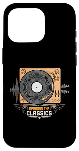 Spinning The Classics Turntable Vinyl Record Hülle für iPhone 16 Pro von Retro Vinyl Record Player Designs