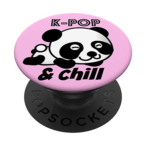 K-Pop Chill Cute Panda Music gift PopSockets PopGrip: Ausziehbarer Sockel und Griff für Handys/Tablets mit Tauschbarem Top von Retro sun tees