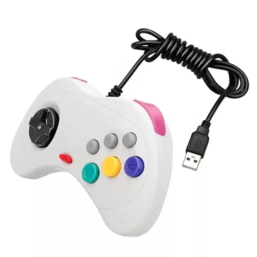 Retrogame Saturn-Style USB-Controller für PC Windows, Kabelgebunden, Weiß, Kompatibel mit Kampfspielen, 2D-Plattformen, Shmups Retrogame Saturn-Style USB-Controller für PC Windows, Kabelgebunden, Weiß, Kompatibel mit Kampfspielen, 2D-Plattformen, Shmups von Retrogame