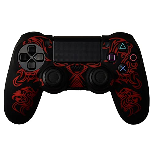 Schutzhülle aus Silikon schwarz rot Dragon für Controller PS4 Dual Shock 4 von Retrogame