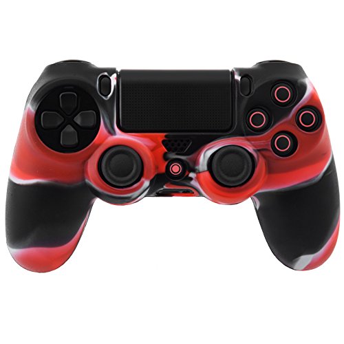 Silikonhülle mehrfarbig rot schwarz für Controller PS4 Dual Shock 4 von Retrogame