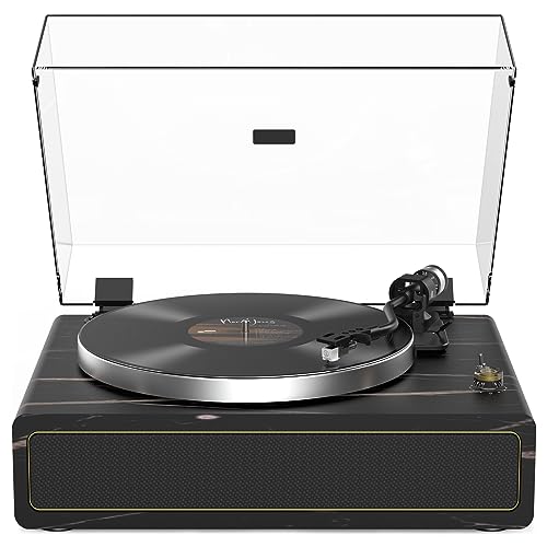 Plattenspieler mit Integrierten Lautsprechern Riemenantrieb 33/45 U/min Vinyl Schallplattenspieler Unterstützt Bluetooth-Wiedergabe mit Auto-Stopp Funktion RCA Out und AUX-In von Retrolife