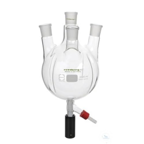 Rettberg® 4-Halskolben, 500 ml, mit 4 Schikanen, MH NS 29, SH 2x NS 29, 1x NS 14,5 schräg von Rettberg