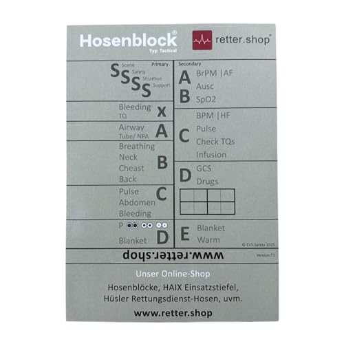 Tactical Hosenblock DIN A6 – 10er-Pack Notizblöcke mit ABCDE-Schema | Taktischer Notizblock für Rettungsdienst, Militär, Polizei | TCCC Sanitätsdienst Dokumentation | 25 Seiten pro Block von Retter.Shop
