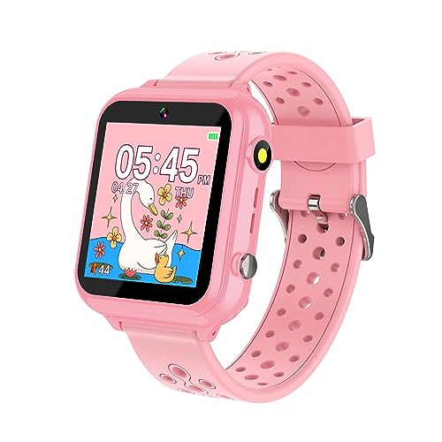 Retysaz Kinder Smart Watch 24 Spiel 10-Geschichten Smart Watch für Kinder Schrittzähler Telefon Smartwatches für Kinder Große Geschenke für Mädchen Jungen (Pink-M1) von Retysaz