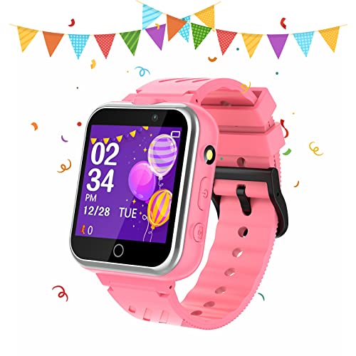 Retysaz Smart Watch für Kinder, 24 Spiele, Schrittzähler, 2 HD-Kameras, modische Smartwatches für Kinder von 3 bis 14 Jahren, tolle Geschenke für Mädchen und Jungen (Rosa) von Retysaz