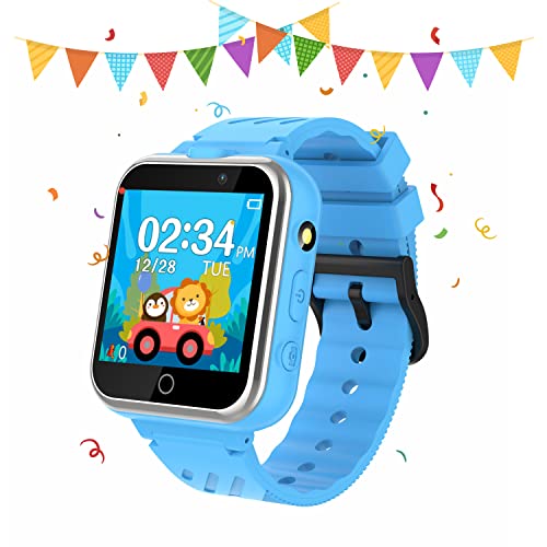 Retysaz Smart Watch für Kinder, 24 Spiele, Schrittzähler, 2 HD-Kameras, modische Smartwatches für Kinder von 3 bis 14 Jahren, tolle Geschenke für Mädchen und Jungen (blau) von Retysaz