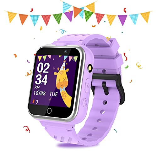 Retysaz Smart Watch für Kinder, 24 Spiele, Schrittzähler, 2 HD-Kameras, modische Smartwatches für Kinder von 3 bis 14 Jahren, tolle Geschenke für Mädchen und Jungen (lila) von Retysaz