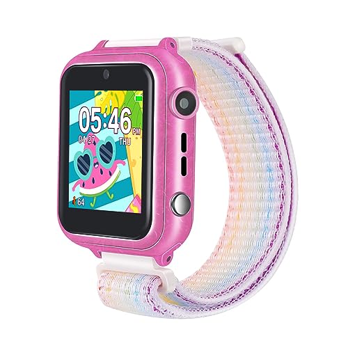 Retysaz Smartwatch Kinder, Spiele, Telefon für Mädchen und Jungen (Rosa-A1) von Retysaz