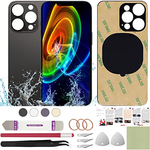 ReuWeu Back Cover Glas Ersatz Kompatibel mit iPhone 14 Pro Max 6,7 Zoll + Professional Tools (Space Black) von ReuWeu