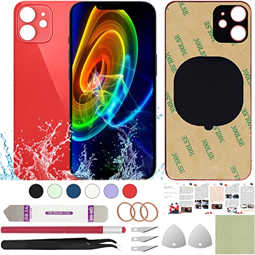 ReuWeu Rückabdeckung Glas Ersatz Kompatibel mit iPhone 12 Mini 5,4 Zoll + Professional Tools (Rot) von ReuWeu