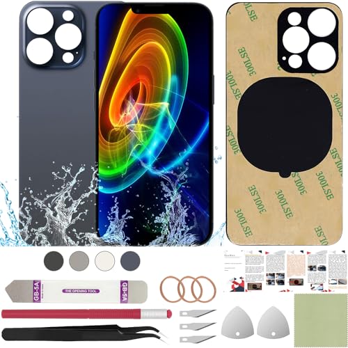 ReuWeu Rückabdeckung Glas Ersatz Kompatibel mit iPhone 15 Pro 6,1 Zoll + Professionelle Werkzeuge (Blau Titan) von ReuWeu
