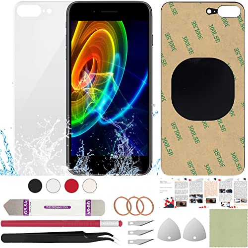 ReuWeu Rückabdeckung Glas Ersatz Kompatibel mit iPhone 8 Plus 5,5 Zoll + Professional Tools (Silber) von ReuWeu