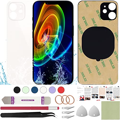 ReuWeu Rückglasabdeckung Ersatz Kompatibel mit iPhone 12 6,1 Zoll + Professional Tools (Weiß) von ReuWeu