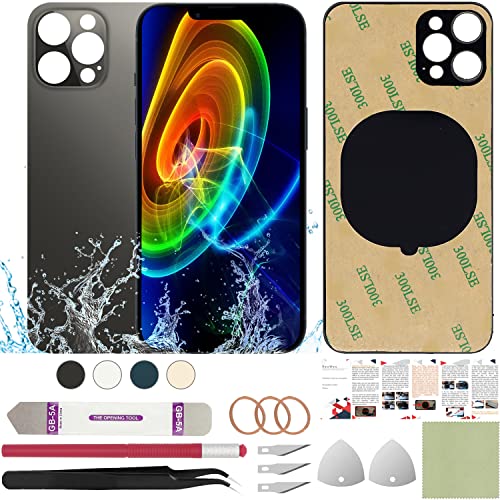 ReuWeu Rückglasabdeckung Ersatz Kompatibel mit iPhone 12 Pro 6,1 Zoll + Professional Tools (Graphit) von ReuWeu
