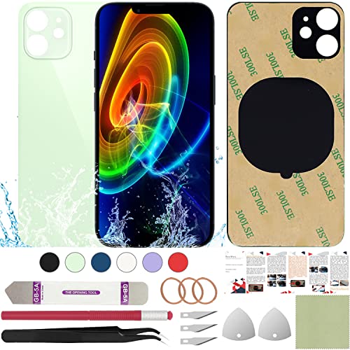 ReuWeu Ersatz-Glasabdeckung für die Rückseite, kompatibel mit iPhone 12 Mini, 13,7 cm (5,4 Zoll), mit professionellen Werkzeugen (grün) von ReuWeu