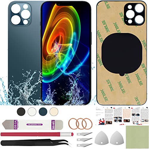 ReuWeu Rückseite Glas Abdeckung Ersatz Kompatibel mit iPhone 12 Pro Max 6,7 Zoll + Professional Tools (Pacific Blue) von ReuWeu