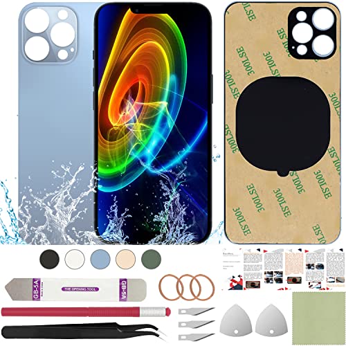 ReuWeu Rückseite Glas Abdeckung Ersatz Kompatibel mit iPhone 13 Pro 6,1 Zoll + Professional Tools (Sierra Blue) von ReuWeu