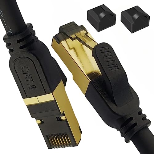 Reulin Plug & Play - 4.5M Ethernet-Kabel Cat8 LAN-Kabel TP 40G RJ45 Netzwerkkabel 4.5 M, kompatibel mit WLAN-Modem/Router/Hub/Smart-TV/Ethernet-Splitter/Gigabit-Switch/Spielkonsole 4.5 Meter von Reulin