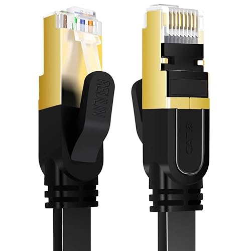 Reulin Ultra Flexibles 5M Lang Cat 8 Flach Ethernet LAN Kabel RJ45 Cat8 Patchkabel 5 M Internet Netzwerkkabel Kompatibel mit PC Laptop Smart TV Router Modem Switch Hub PS4/PS5/IPTV-Box 5Meter von Reulin