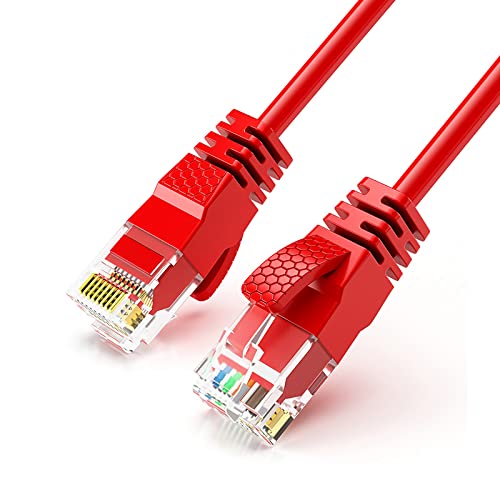 Reulin Ultradünnes Ethernet Kabel, Hochgeschwindigkeits Internet Draht, Cat6 Lan Kabel, 1-GHz Gigabit RJ45 Netzwerkkabel, Patchkabel für Smart TV Computer Laptop Android TV Box PS5 Xbox (1M, Rot) von Reulin