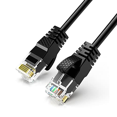 Reulin Ultradünnes Ethernet Kabel, Hochgeschwindigkeits Internet Draht, Cat6 Lan Kabel, 1-GHz Gigabit RJ45 Netzwerkkabel, Patchkabel für Smart TV Computer Laptop Android TV Box PS5 Xbox (8M, Schwarz) von Reulin