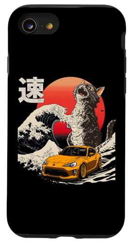 86 Auto Catzilla Great Wave of Kanagawa Jdm Katzenliebhaber Hülle für iPhone SE (2020) / 7 / 8 von Rev Oni JDM Car Art