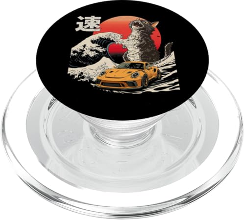 GT3-RS-Auto Catzilla Great Wave von Kanagawa Jdm Cat Lovers PopSockets PopGrip für MagSafe GT3-RS-Auto Catzilla Great Wave von Kanagawa Jdm Cat Lovers PopSockets PopGrip für MagSafe von Rev Oni JDM Car Art