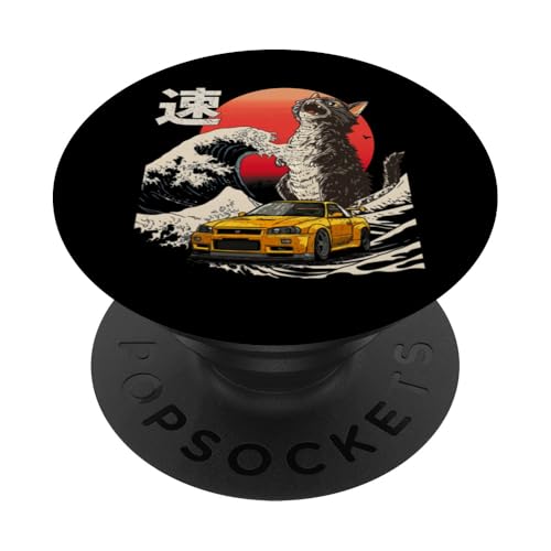 R34 Auto Catzilla Great Wave of Kanagawa Jdm Katzenliebhaber PopSockets Klebender PopGrip R34 Auto Catzilla Great Wave of Kanagawa Jdm Katzenliebhaber PopSockets Klebender PopGrip von Rev Oni JDM Car Art